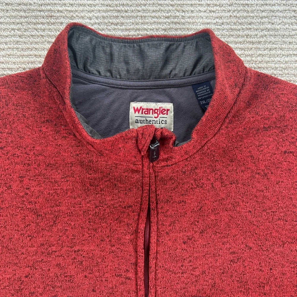 Wrangler Authentics Quarter Zip Pullover‎ Mens 2XL Zinfandel Heather Rugged